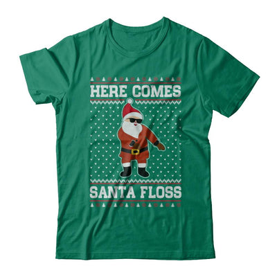 Here Comes Santa Floss Flossing Ugly Christmas Sweater-T-Shirt & Sweatshirt-Classic T-Shirt-Kelly Green