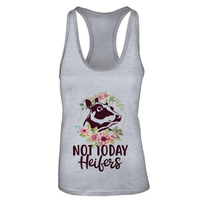 Funny Farmer Women Girl Cow Not Today Heifer-T-Shirt & Tank Top-Women's Ideal Racerback Tank-Heather Grey