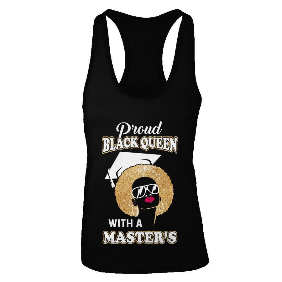 Graduation Proud Black Queen Masters Degree Graduate-T-Shirt & Tank Top-Women's Ideal Racerback Tank-Black