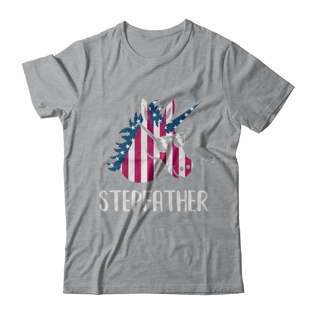 Patriotic Stepfather Unicorn Americorn 4Th Of July-T-Shirt & Hoodie-Classic T-Shirt-Sport Grey