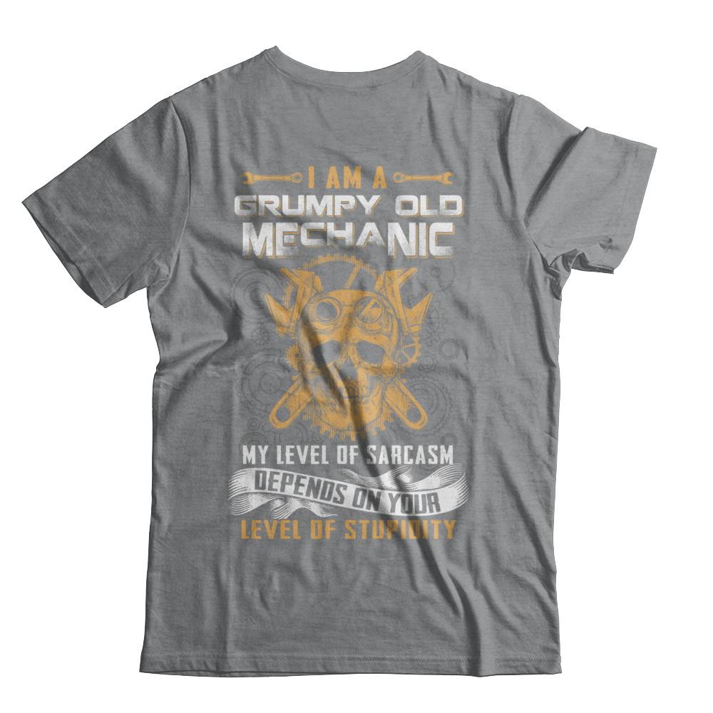 I'm A Grumpy Old Mechanic My Level Of Sarcasm-T-Shirt & Hoodie-Classic T-Shirt-Sport Grey