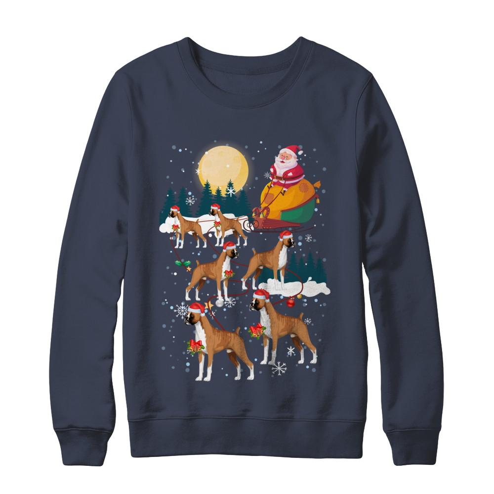 Dog Reindeer Boxer Christmas Gift-T-Shirt & Sweatshirt-Crewneck Sweatshirt-Navy