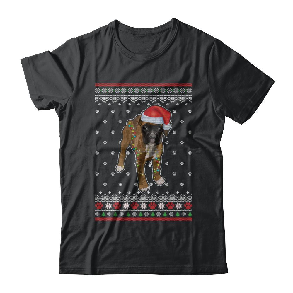 Boxer Christmas Ugly Sweater Lights Dog Xmas Gift