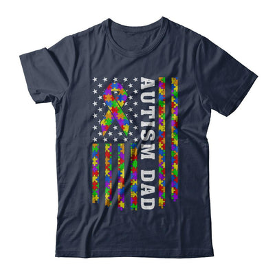 Proud Autism Dad Daddy Autistic Us Flag Fathers Day-T-Shirt & Hoodie-Classic T-Shirt-Navy