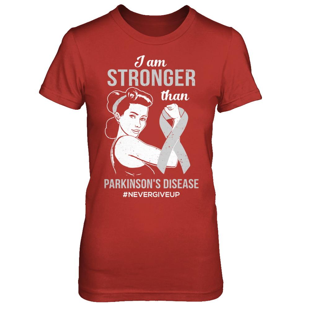 I Am Stronger Than Parkinson's Disease Awareness Support-T-Shirt & Hoodie-Women's T-Shirt-Red