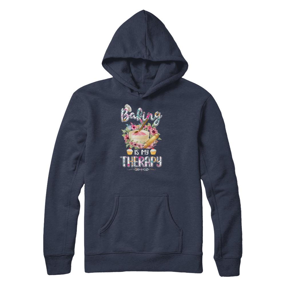 Baking Is My Therapy-T-Shirt & Tank Top-Pullover Hoodie-Navy