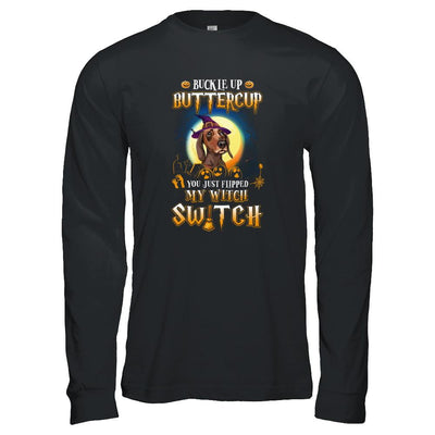 Buckle Up Buttercup Halloween Witch Dachshund Costume-T-Shirt & Tank Top-Long Sleeve T-Shirt-Black