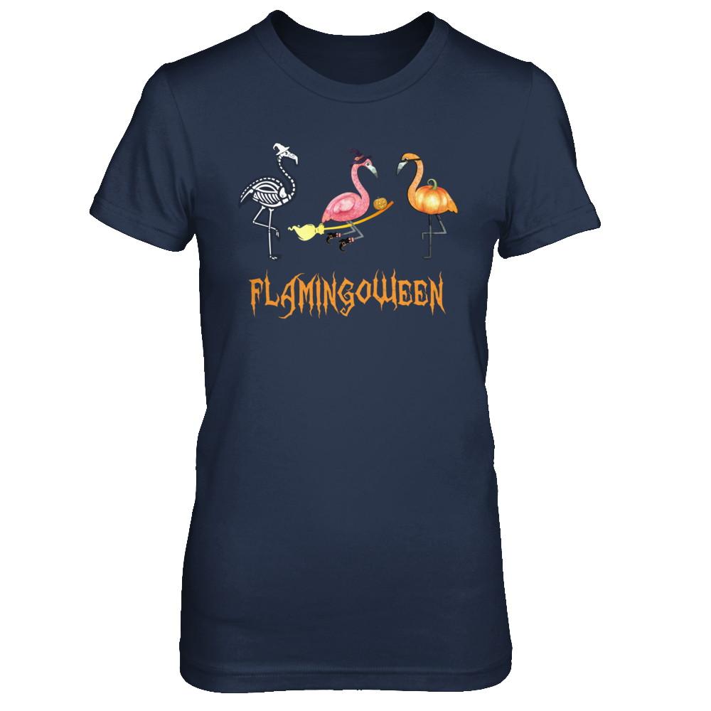 Funny Flamingo Halloween Flamingoween-T-Shirt & Hoodie-Women's T-Shirt-Navy