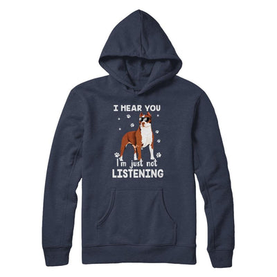 I Hear You I'm Just Not Listening Funny Pitbull-T-Shirt & Hoodie-Pullover Hoodie-Navy