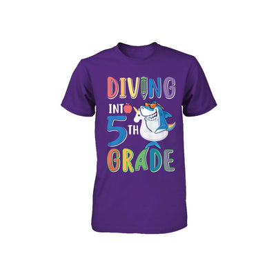 Diving Into 5th Grade Back To School Shark Youth-Youth Shirt-