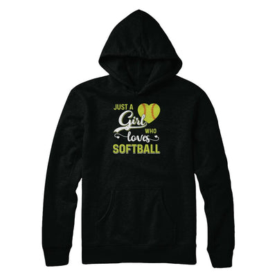 Just A Girl Who Loves Softball-T-Shirt & Tank Top-Pullover Hoodie-Black