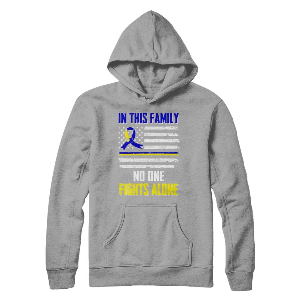 In This Family No One Fights Alone Down Syndrome-T-Shirt & Hoodie-Pullover Hoodie-Light Steel