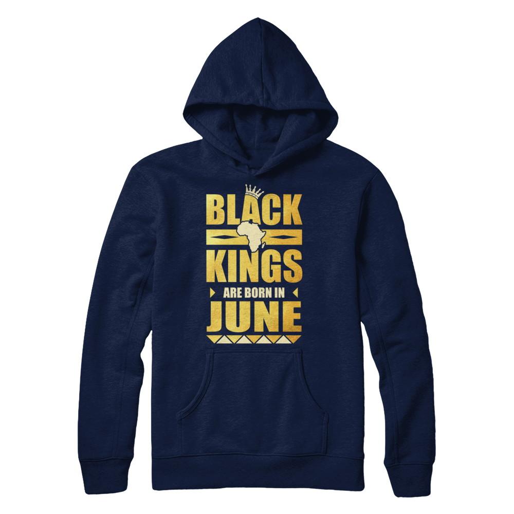 Black Kings Are Born In June Birthday-T-Shirt & Hoodie-Pullover Hoodie-Navy