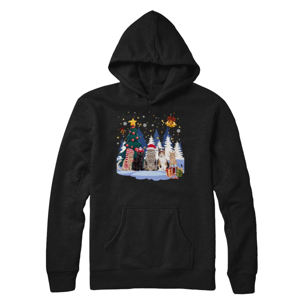 Cute Cats Claus Christmas-T-Shirt & Sweatshirt-Pullover Hoodie-Black