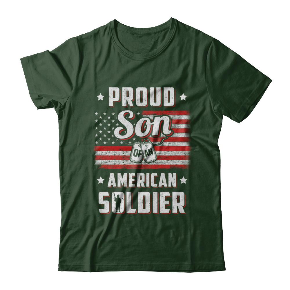 Proud Son Of A Soldier Army Dad Mom Veteran-T-Shirt & Hoodie-Classic T-Shirt-Forest Green