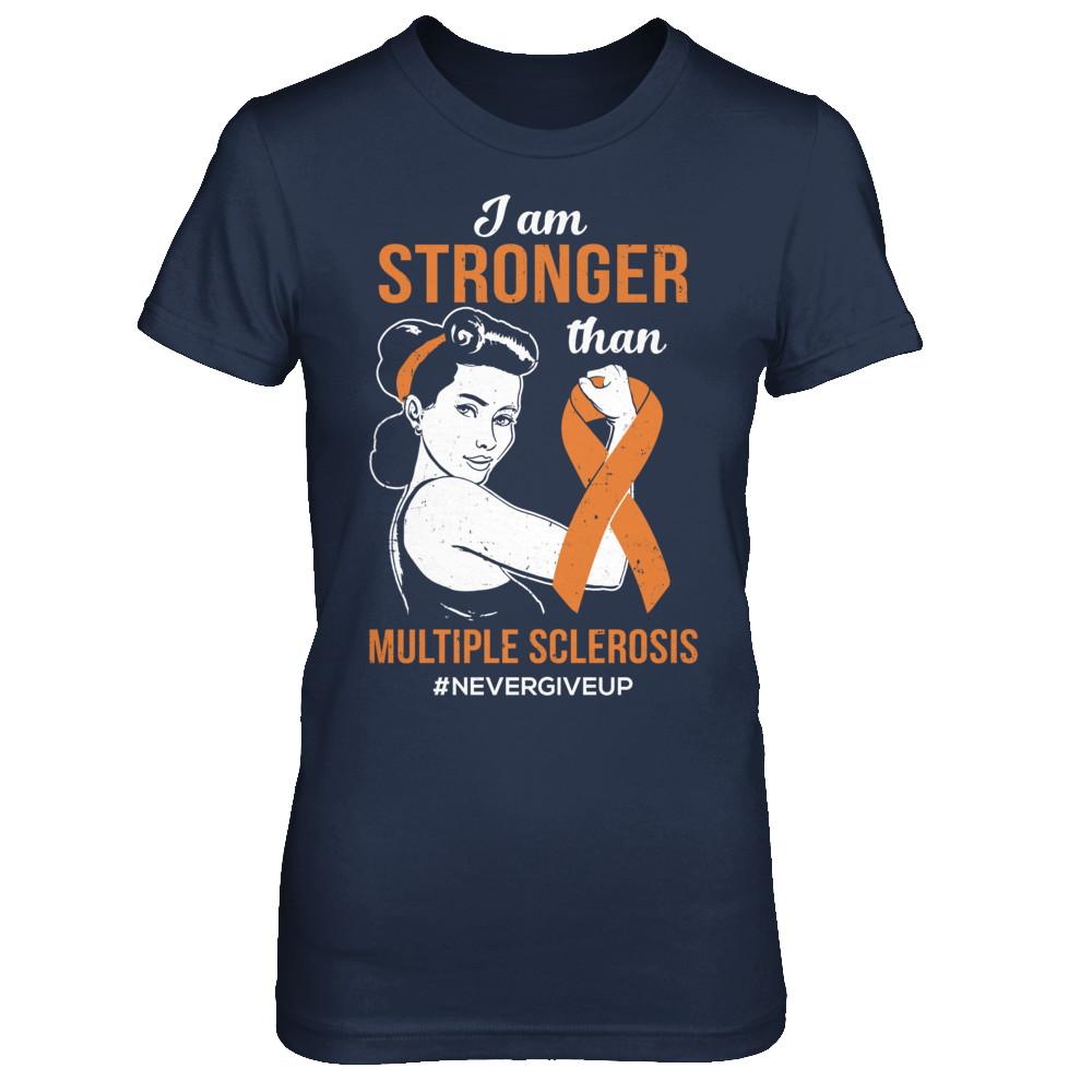 I Am Stronger Than Multiple Sclerosis Awareness Support-T-Shirt & Hoodie-Women's T-Shirt-Navy