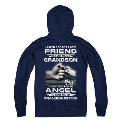 A Best Friend He Sent Me My Grandson & Angel Granddaughter-T-Shirt & Hoodie-Pullover Hoodie-Navy