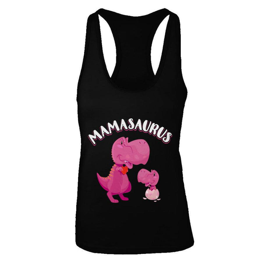 Mama Mamasaurus Rex Cute Dinosaur Mothers Day-T-Shirt & Tank Top-Women's Ideal Racerback Tank-Black