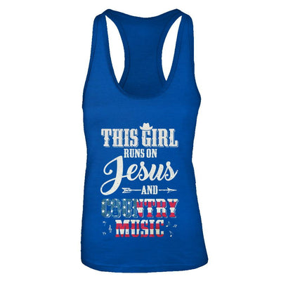 This Girl Runs On Jesus And Country Music-T-Shirt & Tank Top-Women's Ideal Racerback Tank-Royal
