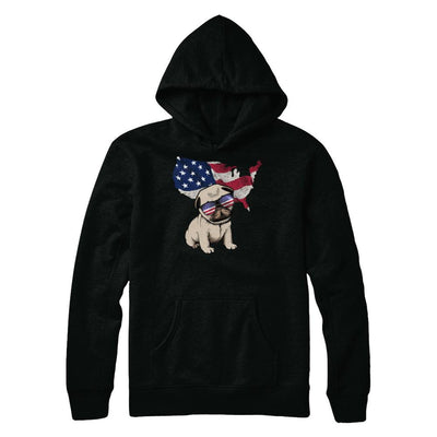 Funny Patriot Pug Dog 4Th Of July American Flag-T-Shirt & Hoodie-Pullover Hoodie-Black