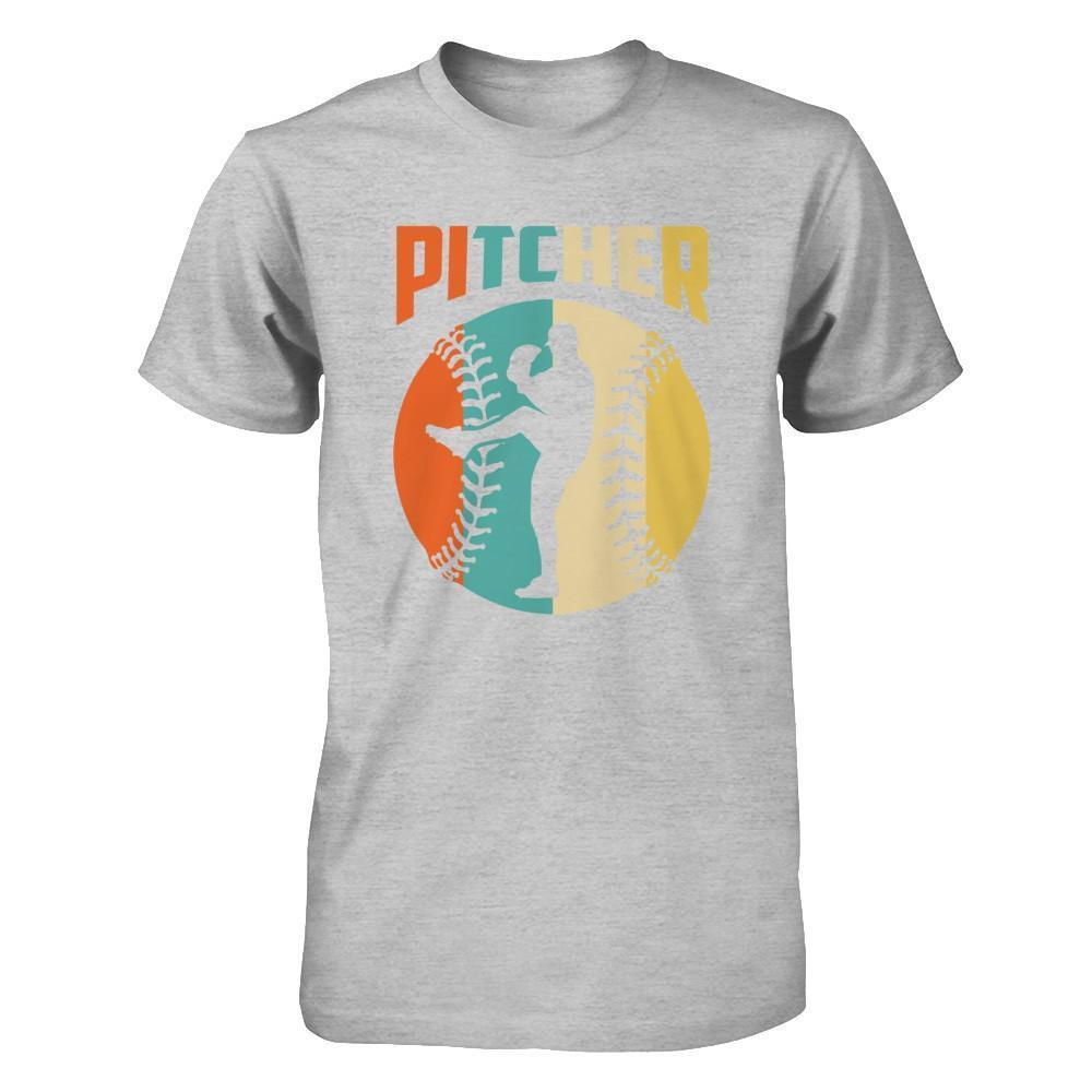 Classic Vintage Retro Style Pitcher Baseball-T-Shirt & Hoodie-Premium T-Shirt-Heather Gray