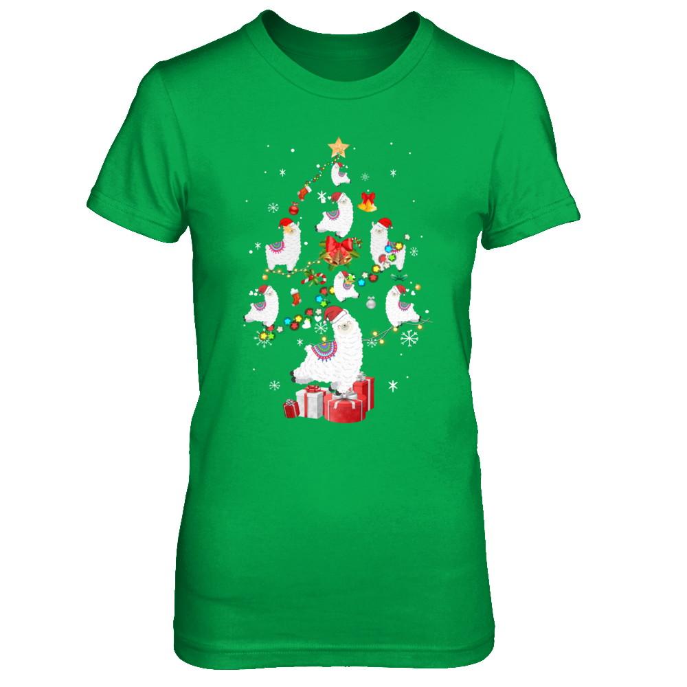 Llama Christmas Tree Decor Xmas Gift-T-Shirt & Sweatshirt-Women's T-Shirt-Irish Green