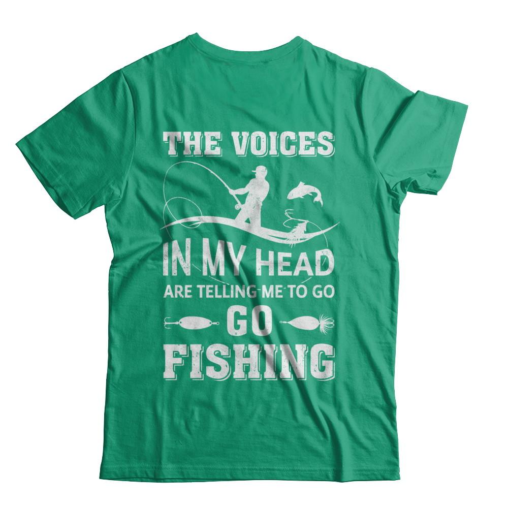 The Voices In My Head Are Telling Me To Go Fishing-T-Shirt & Hoodie-Classic T-Shirt-Kelly Green