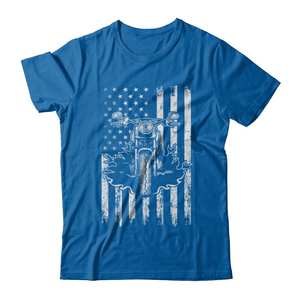 American Motorcycle Motorbike Us Flag Cool Biker-T-Shirt & Hoodie-Classic T-Shirt-Royal