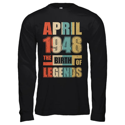 Vintage Retro April 1948 Birth Of Legends 73th Birthday-T-Shirt & Hoodie-Long Sleeve T-Shirt-Black
