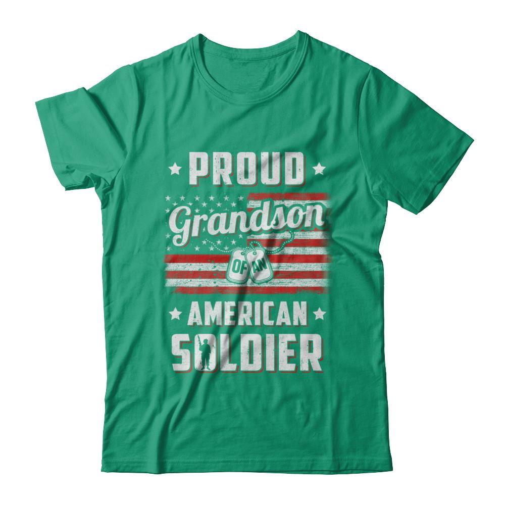 Proud Grandson Of A Soldier Army Papa Veteran-T-Shirt & Hoodie-Classic T-Shirt-Kelly Green