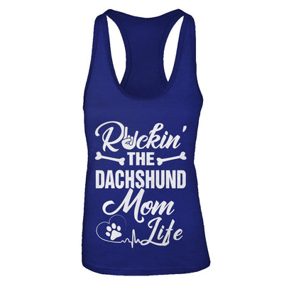 Rockin The Dachshund Mom Life-T-Shirt & Tank Top-Women's Ideal Racerback Tank-Royal