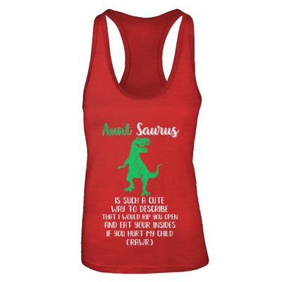 Aunt Saurus Is Such A Cute Way To Describe Aunt Gift-T-Shirt & Tank Top-Women's Ideal Racerback Tank-Red