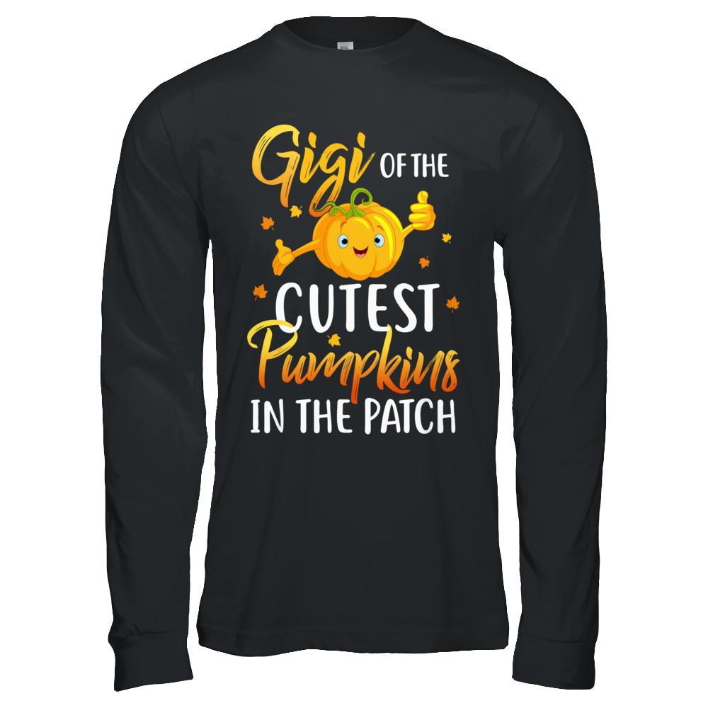 Halloween Gigi Of Cutest Pumpkins In The Patch-T-Shirt & Hoodie-Long Sleeve T-Shirt-Black