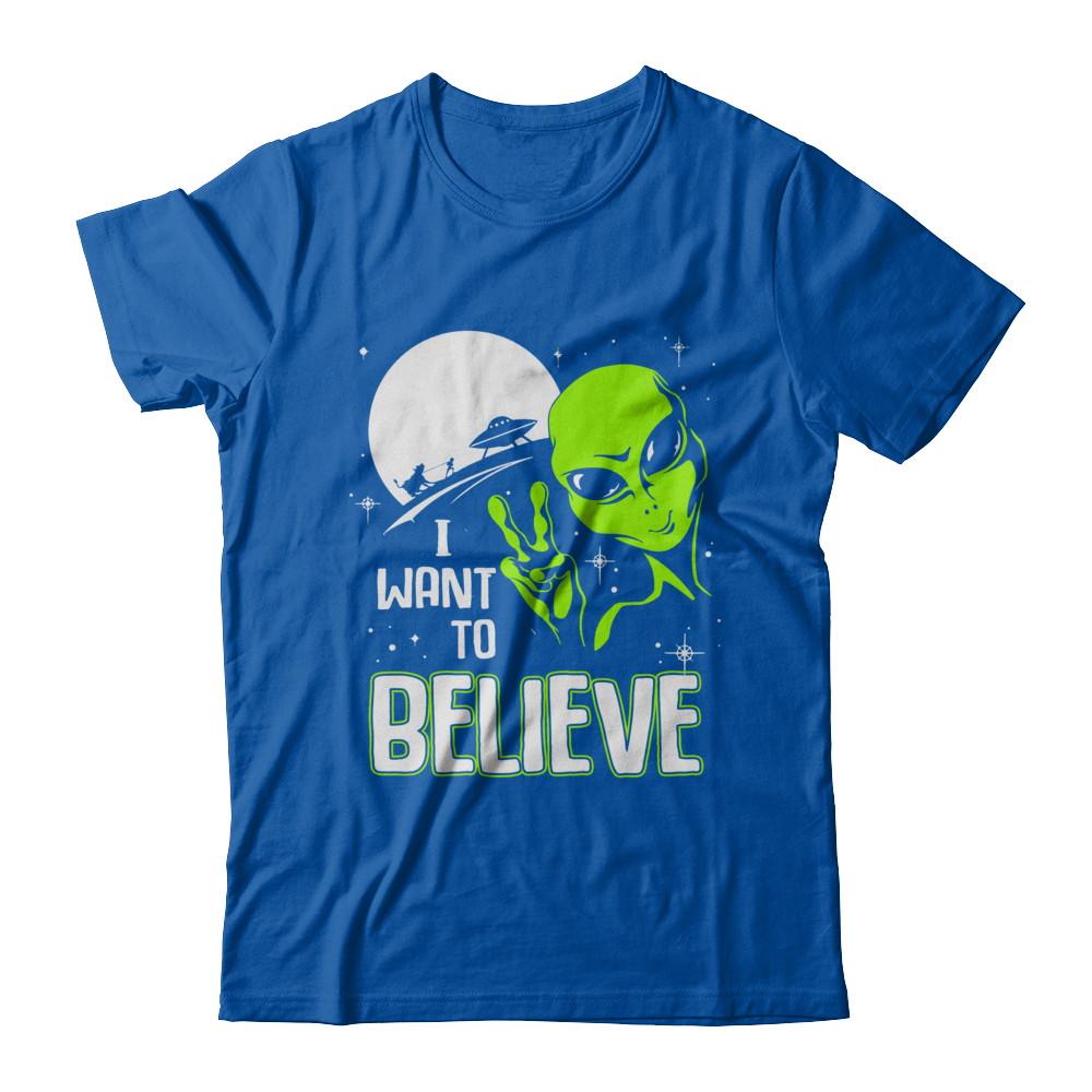 I Want To Believe Alien Ufo-T-Shirt & Hoodie-Premium T-Shirt-Royal