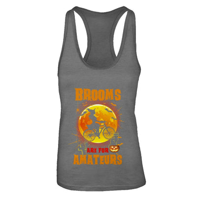 Brooms Are For Amateurs Funny Halloween Bicycle-T-Shirt & Tank Top-Women's Ideal Racerback Tank-Dark Grey