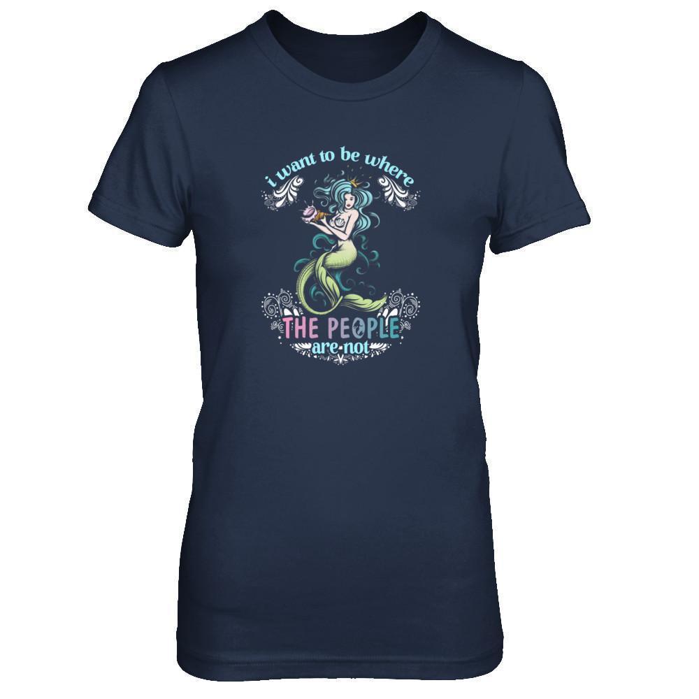 I Want To Be Where The People Are Not-T-Shirt & Tank Top-Women's T-Shirt-Navy