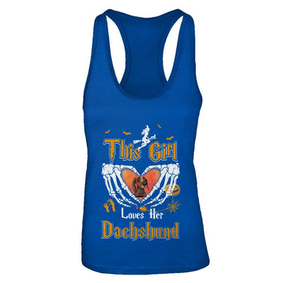This Girl Love Her Dog Dachshund Halloween-T-Shirt & Tank Top-Women's Ideal Racerback Tank-Royal
