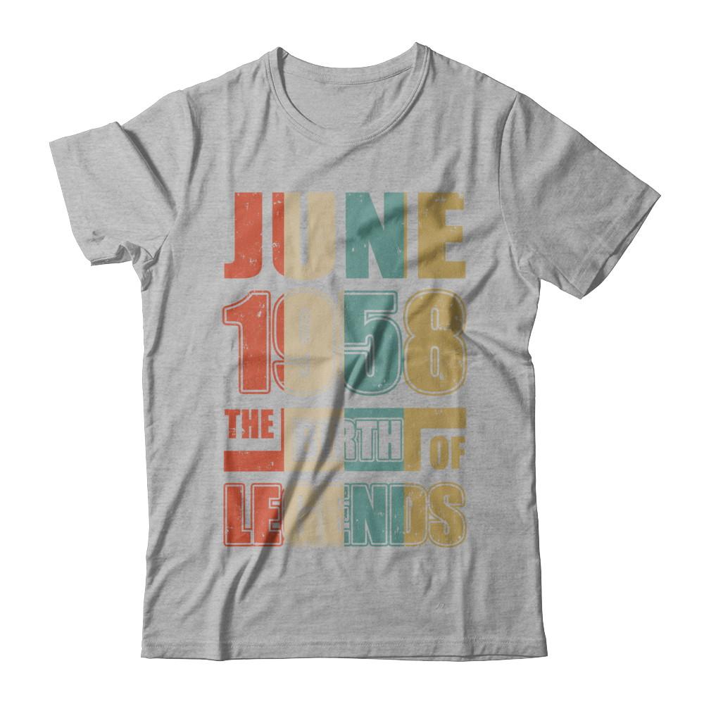 Vintage Retro June 1958 Birth Of Legends 63th Birthday-T-Shirt & Hoodie-Premium T-Shirt-Heather Gray
