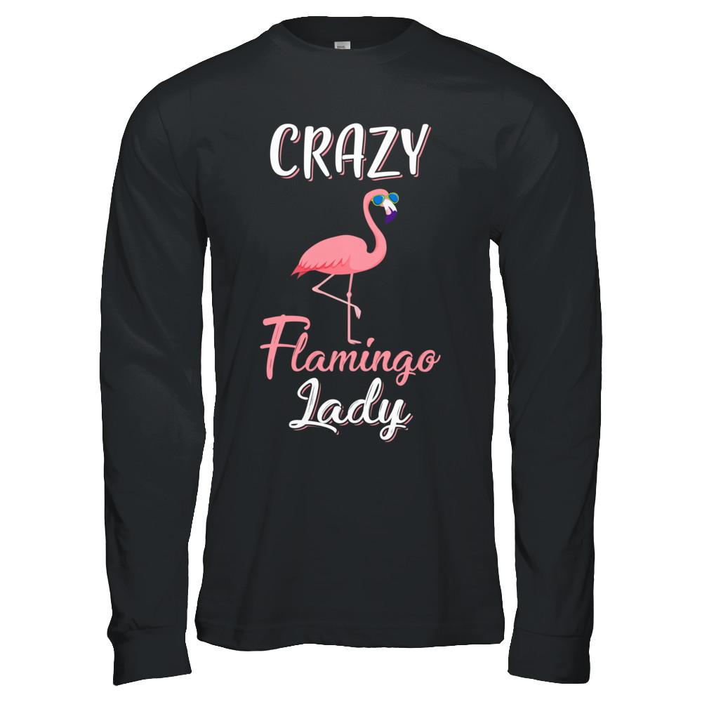 Crazy Flamingo Lady Mom Aunt Auntie Flamingo-T-Shirt & Hoodie-Long Sleeve T-Shirt-Black