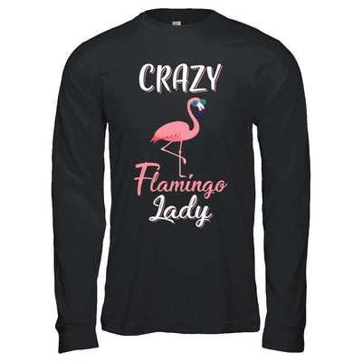 Crazy Flamingo Lady Mom Aunt Auntie Flamingo-T-Shirt & Hoodie-Long Sleeve T-Shirt-Black