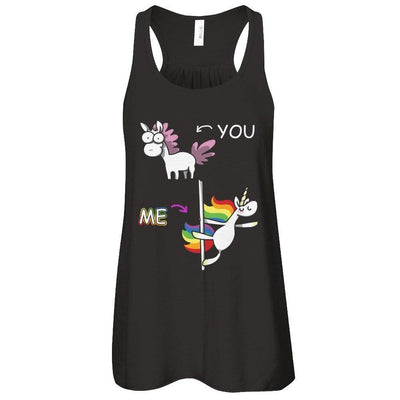 Cute Unicorn You Me-T-Shirt & Tank Top-Women's Flowy Racerback Tank-Black