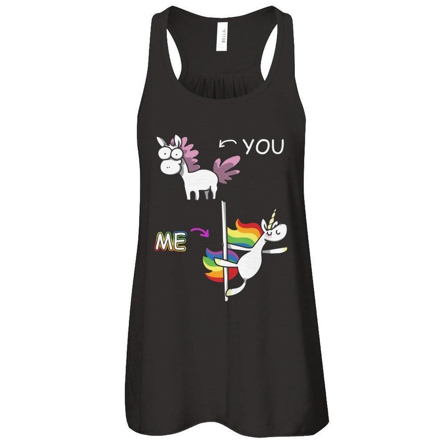 Cute Unicorn You Me-T-Shirt & Tank Top-Women's Flowy Racerback Tank-Black