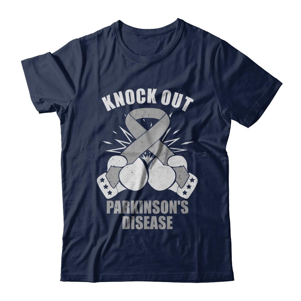Boxing knock out Parkinson's Disease Awareness Support-T-Shirt & Hoodie-Classic T-Shirt-Navy