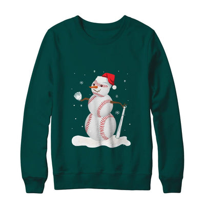 Christmas Baseball Snowman Christmas-T-Shirt & Sweatshirt-Crewneck Sweatshirt-Deep Forest