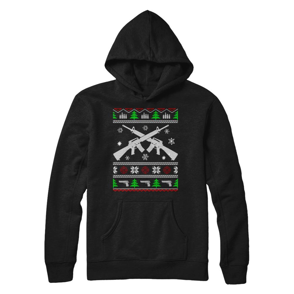 I Want Rifle Guns For Christmas Ugly Christmas Sweater-T-Shirt & Sweatshirt-Pullover Hoodie-Black