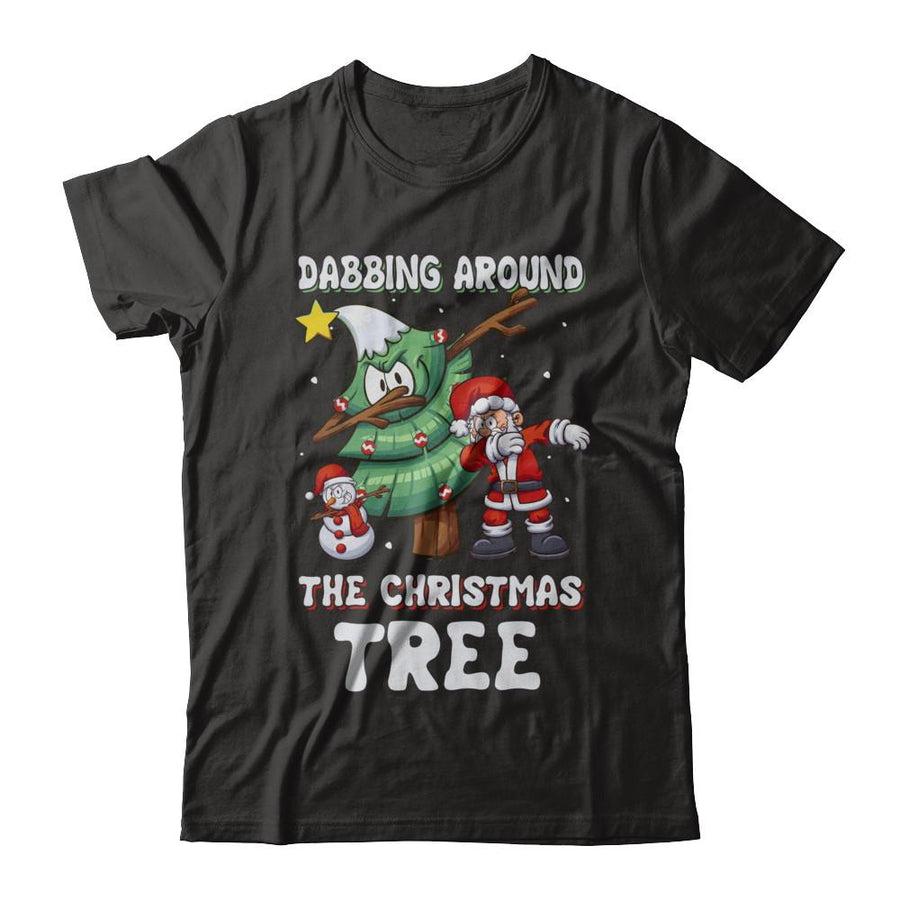 Dabbing Santa Around Christmas Tree-T-Shirt & Sweatshirt-Premium T-Shirt-Black