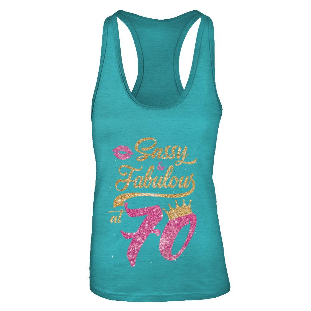 Sassy And Fabulous At 70th 1951 Birthday Gift-T-Shirt & Tank Top-Women's Ideal Racerback Tank-Tahiti Blue