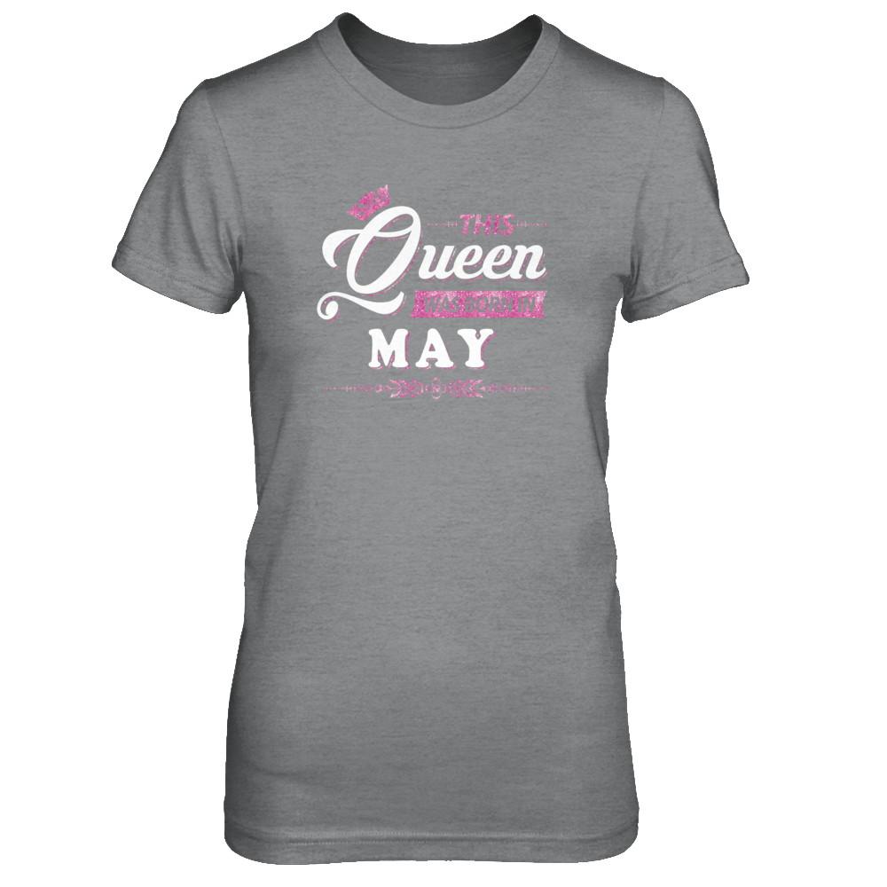 This Queen Was Born In May-T-Shirt & Tank Top-Women's T-Shirt-Sport Grey