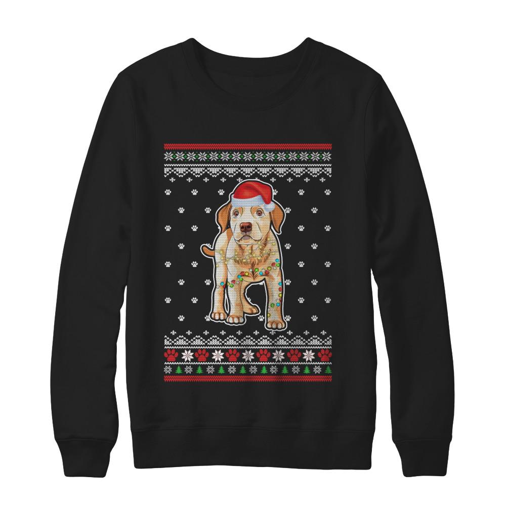 Labrador Christmas Ugly Sweater Lights Dog Xmas Gift-T-Shirt & Sweatshirt-Crewneck Sweatshirt-Black
