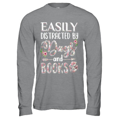 Easily Distracted By Dogs And Books-T-Shirt & Hoodie-Long Sleeve T-Shirt-Sport Grey